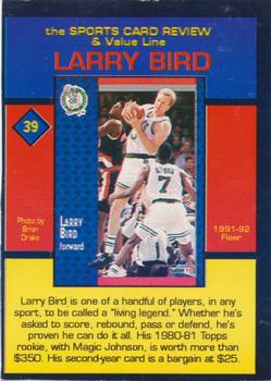 1992 The Sports Card Review & Value Line Prime Pics #39 Larry Bird Back