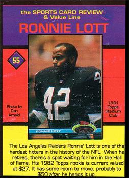 1992 The Sports Card Review & Value Line Prime Pics #55 Ronnie Lott Back