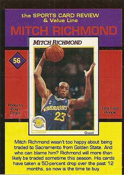 1992 The Sports Card Review & Value Line Prime Pics #56 Mitch Richmond Back