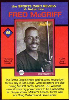 1992 The Sports Card Review & Value Line Prime Pics #66 Fred McGriff Back