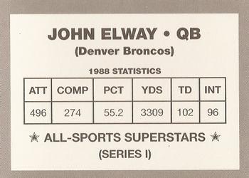 1989-90 All-Sports Superstars Series 1-4 (unlicensed) #NNO John Elway Back