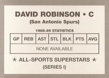 1989-90 All-Sports Superstars Series 1-4 (unlicensed) #NNO David Robinson Back