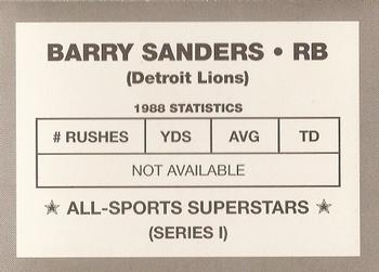 1989-90 All-Sports Superstars Series 1-4 (unlicensed) #NNO Barry Sanders Back
