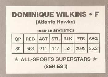 1989-90 All-Sports Superstars Series 1-4 (unlicensed) #NNO Dominique Wilkins Back