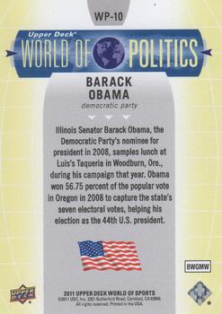 2011 Upper Deck World of Sports - World of Politics #WP-10 Barack Obama Back