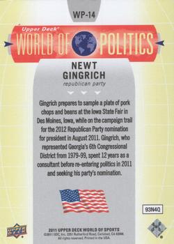 2011 Upper Deck World of Sports - World of Politics #WP-14 Newt Gingrich Back