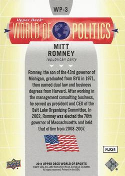2011 Upper Deck World of Sports - World of Politics #WP-3 Mitt Romney Back
