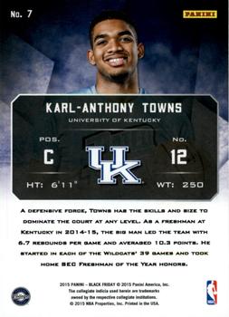 2015 Panini Black Friday - Rated Rookie #7 Karl-Anthony Towns Back