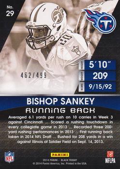 2014 Panini Black Friday #29 Bishop Sankey Back