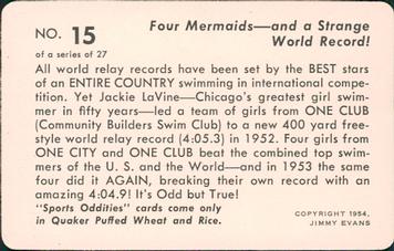 1954 Quaker Oats Sports Oddities #15 Jackie LaVine Back