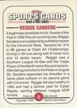 1991 Allan Kaye's Sports Cards News Magazine - Standard-Sized 1992 #6 Reggie Sanders Back