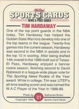 1991 Allan Kaye's Sports Cards News Magazine - Standard-Sized 1992 #21 Tim Hardaway Back