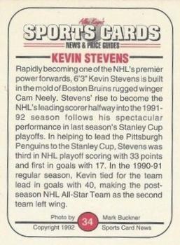 1991 Allan Kaye's Sports Cards News Magazine - Standard-Sized 1992 #34 Kevin Stevens Back