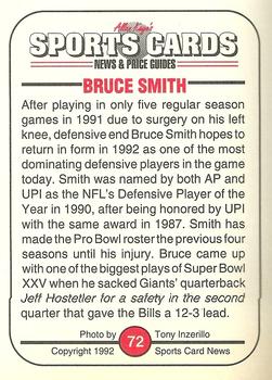 1991 Allan Kaye's Sports Cards News Magazine - Standard-Sized 1992 #72 Bruce Smith Back