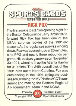 1991 Allan Kaye's Sports Cards News Magazine - Standard-Sized 1992 #88 Rick Fox Back
