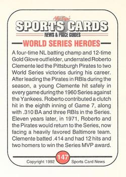 1991 Allan Kaye's Sports Cards News Magazine - Standard-Sized 1992 #147 Roberto Clemente Back