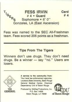 1987-88 LSU Tigers #4 Fess Irvin Back