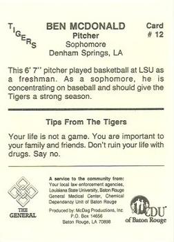 1987-88 LSU Tigers #12 Ben McDonald Back