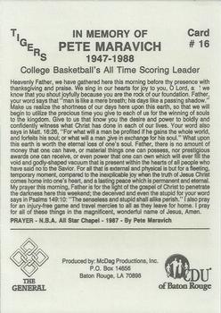 1987-88 Louisiana State University Tigers #16 Pete Maravich Back
