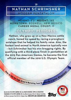 2016 Topps U.S. Olympic & Paralympic Team Hopefuls #19 Nathan Schrimsher Back