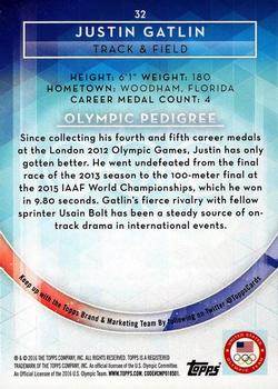 2016 Topps U.S. Olympic & Paralympic Team Hopefuls #32 Justin Gatlin Back