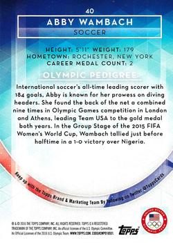 2016 Topps U.S. Olympic & Paralympic Team Hopefuls #40 Abby Wambach Back