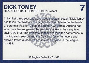 1990 Collegiate Collection Arizona Wildcats - Promo Set #7 Dick Tomey Back