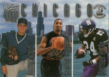 1997-98 Score Board Autographed Collection - Sports City USA #SC4 Kerry Wood / Scottie Pippen / Darnell Autry Front