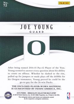 2015 Panini Immaculate Collection Collegiate - Immaculate Jumbos #72 Joe Young Back