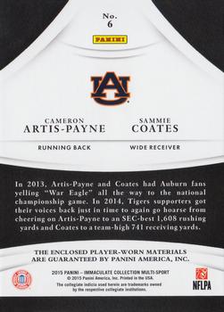 2015 Panini Immaculate Collection Collegiate - Combos #6 Cameron Artis-Payne / Sammie Coates Back