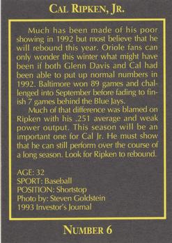 1993 The Investor's Journal #6 Cal Ripken Jr. Back