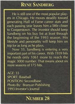 1993 The Investor's Journal #28 Ryne Sandberg Back