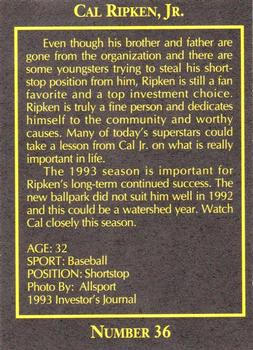 1993 The Investor's Journal #36 Cal Ripken Jr. Back