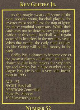 1993 The Investor's Journal #52 Ken Griffey Jr. Back