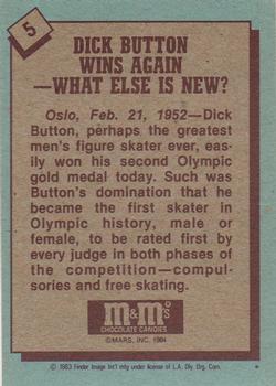1983-84 Topps M&M's Olympic Heroes #5 Dick Button Back