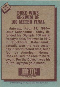 1983-84 Topps M&M's Olympic Heroes #22 Duke Kahanamoku Back