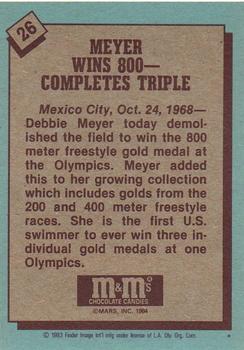 1983-84 Topps M&M's Olympic Heroes #26 Debbie Meyer Back