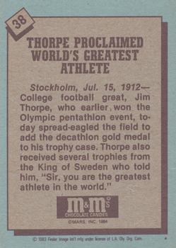 1983-84 Topps M&M's Olympic Heroes #38 Jim Thorpe Back