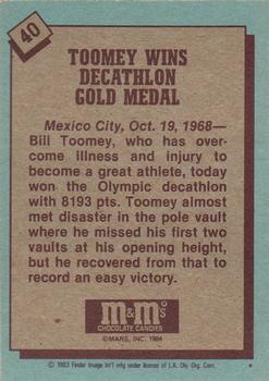 1983-84 Topps M&M's Olympic Heroes #40 Bill Toomey Back
