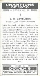 1937 Ogden's Champions of 1936 #2 John Lovelock Back
