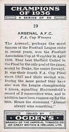 1937 Ogden's Champions of 1936 #19 Arsenal A.F.C. Back