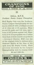 1937 Ogden's Champions of 1936 #21 Hull R.F.C. Back