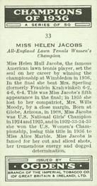 1937 Ogden's Champions of 1936 #33 Helen Jacobs Back