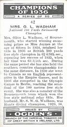1937 Ogden's Champions of 1936 #42 Olive L. Wadham Back