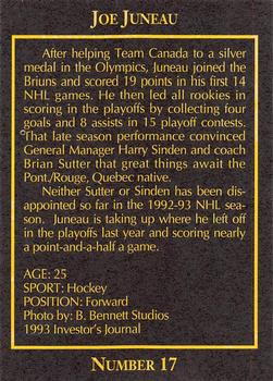 1993 The Investor's Journal - Red #17 Joe Juneau Back