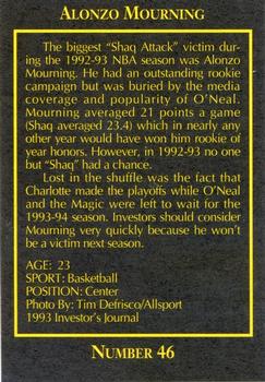 1993 The Investor's Journal - Red #46 Alonzo Mourning Back