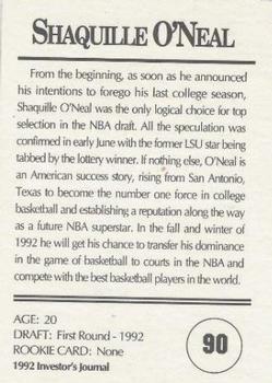 1992 Investor's Journal #90 Shaquille O'Neal Back