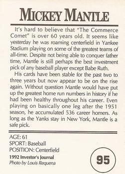 1992 Investor's Journal #95 Mickey Mantle Back