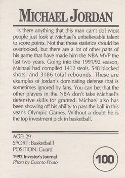 1992 Investor's Journal #100 Michael Jordan Back