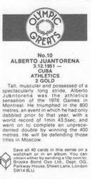 1988 Brooke Bond Olympic Greats #10 Alberto Juantorena Back